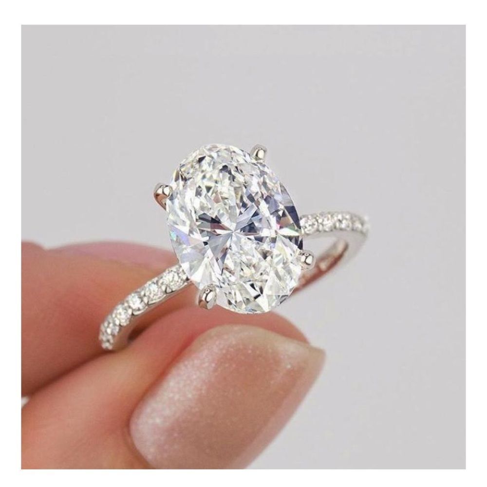 Oval Cut Simulated Stone Silver Ring 6